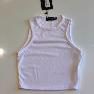 White Rib Racer Neck Vest